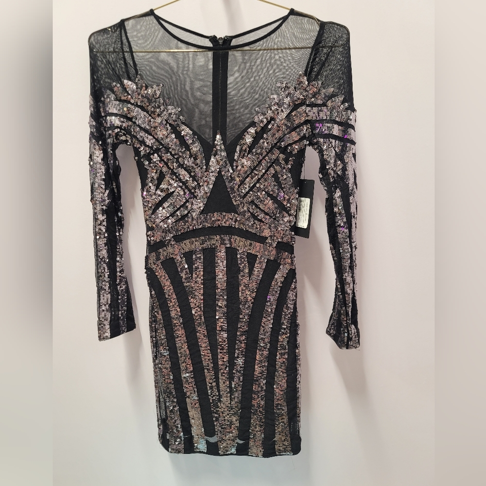 Guess by Marciano black silver sequined dress Xs - Picture 4 of 4
